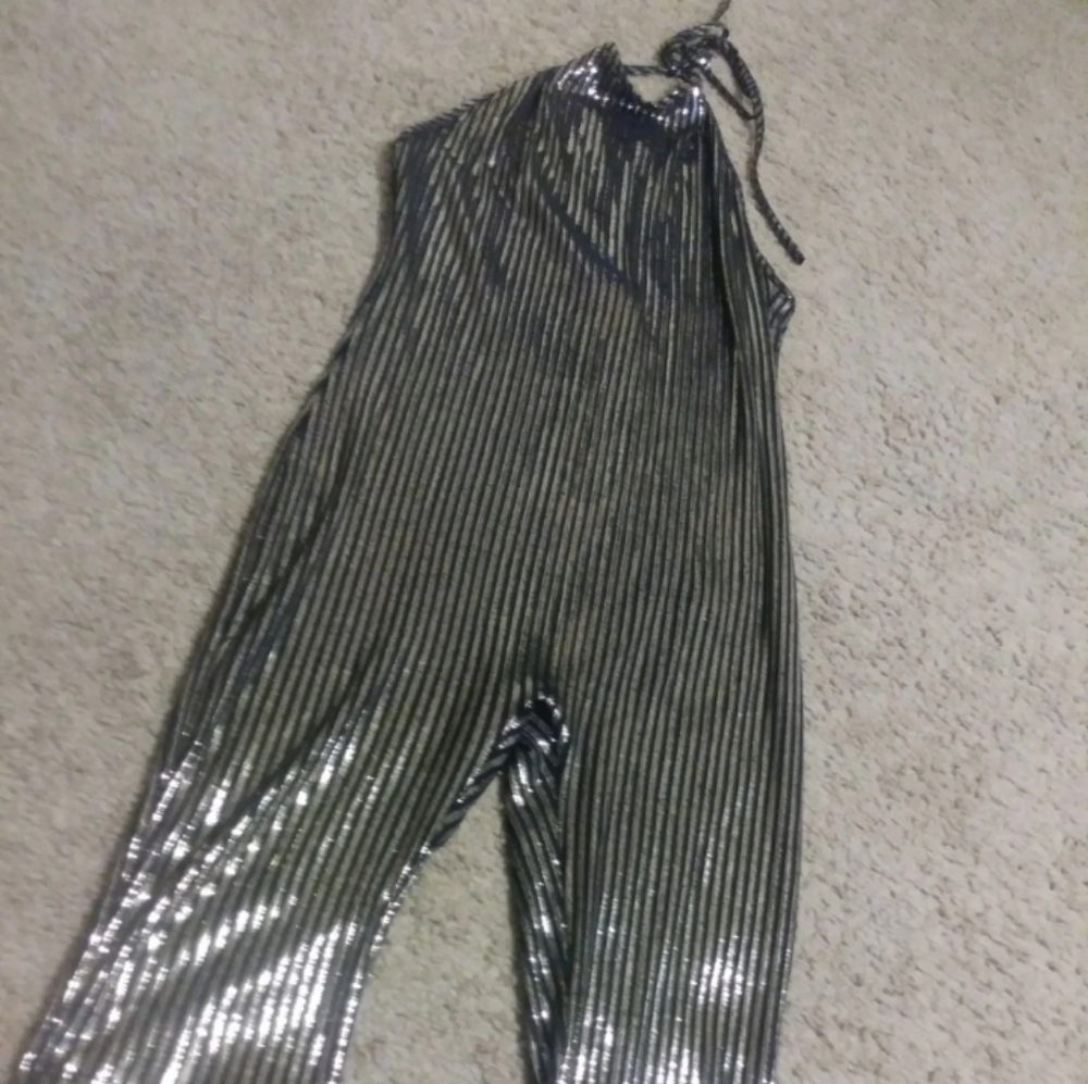 Metallic Halter Neck Romper